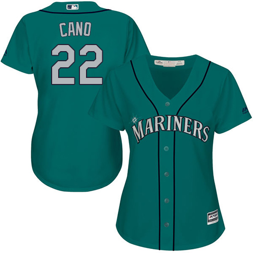 Mariners #22 Robinson Cano Green Alternate Women's Stitched MLB Jersey - Click Image to Close